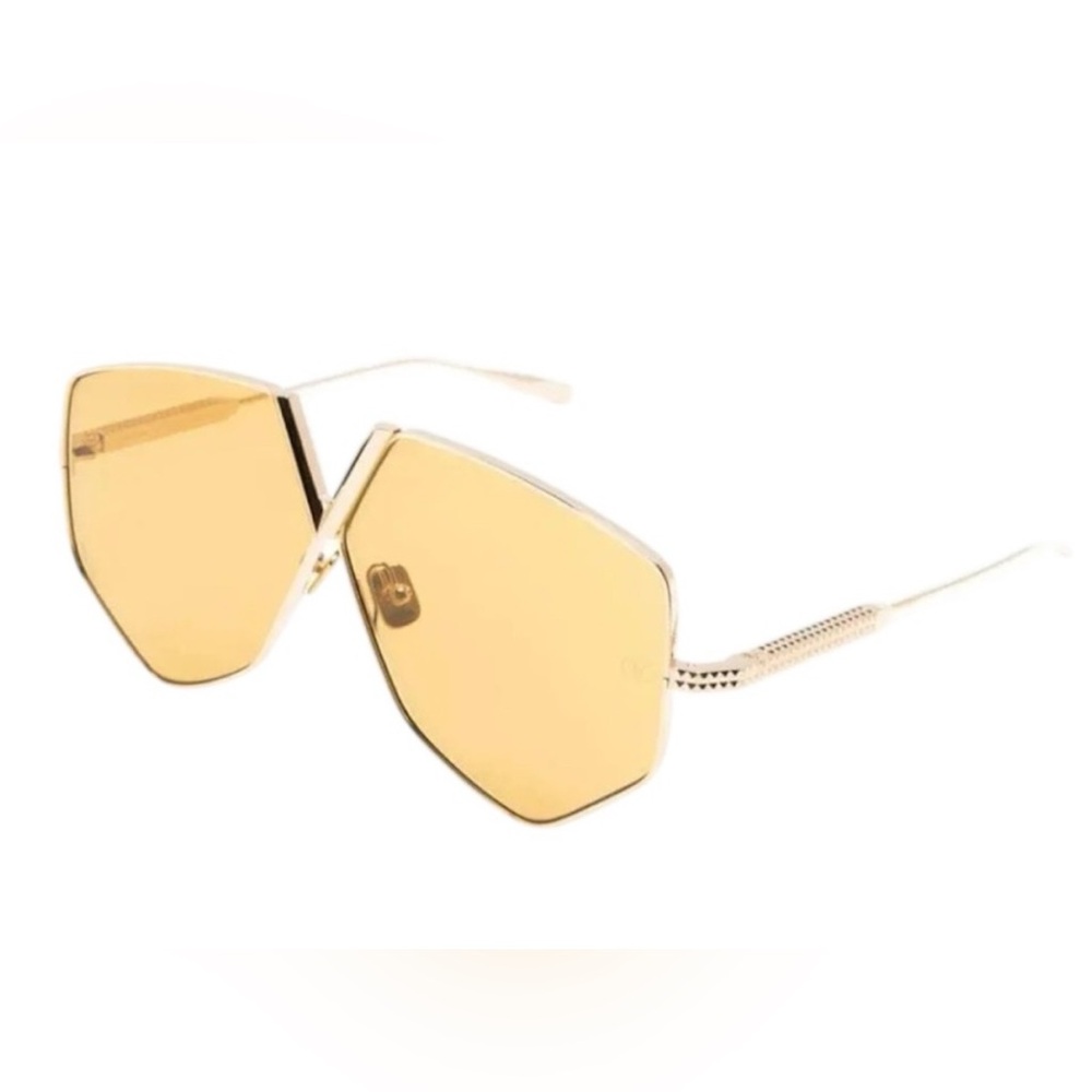 NEW $810 Valentino V hexagon sunglasses Gold Tone Sunglasses. - Picture 2 of 9